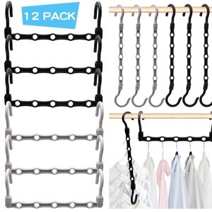 12 Pc. Stronger Closet Organizers & Storage Clothes Hanger 5 Holes,Heavy Clothes